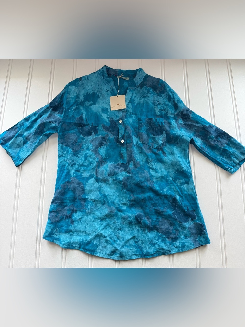 Lands Down Under Shirt Womens Medium Linen Tunic Top NEW 3072